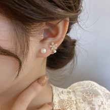 flower pearl earring stud