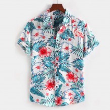 leaf flamingo flower hawaiian shirt