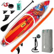 red inflatable stand up paddle board