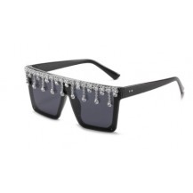 rhinestone decor flat top  sunglasses