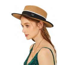 straw hat with metal letter