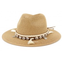 tassel and shell-trim straw hat