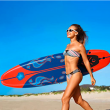 red and blue non-slip lightweight foam surfboard