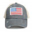 grey and white american flag hat
