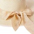 beige bow tie straw hat