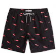 Men Fish Print Drawstring Waist Swim Trunks