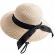 black bow decor beige sun hat