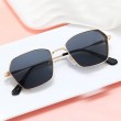 black geometric sunglasses with gold sides