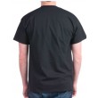 black t shirt with swimming patterns