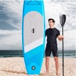 blue inflatable paddle board