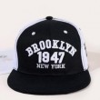 black and white colorblock letter embroidered baseball hat