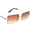 brown rectangle rimless sunglasses womens
