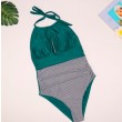 solid and striped bathing suit