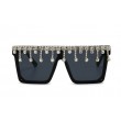 flat top rhinestone decor black sunglasses