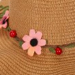 flower and cherry decor bowknot floppy hat