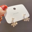 white pearl flower earrings