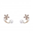  flower pearl earrings silver