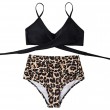 black leopard wrap bikini set push up high waist