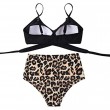 black leopard wrap push up high waisted swimsuit