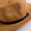 straw wide brim hat belted panama
