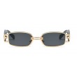 rectangular lens gold  metal frame sunglasse