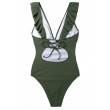 moss green ruffled one-piece swimsuit