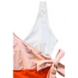 orange/white color block tie side one piece