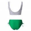 Striped Mid Waisted Lace Up Bikini Swimsuit Set,