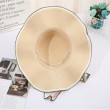 off white silk ribbon decor straw beach hat