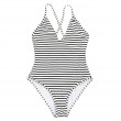 stripe cross scoop neck one piece swimsuit