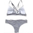 stripe V neck swimsuit