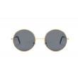 black round sunglasses with gold trim