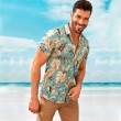 tropical leaf print hawaiian shirt