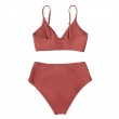 red twist V neck swimsuit 