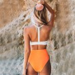 white orange V neck bikini